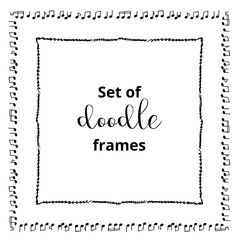 Seasonal ornaments. Doodle patterns. Decorative design elements. Ribbon, border, divider, pattern, symbol set. Doodle cartoon frame set.