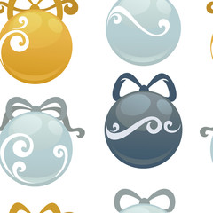 Christmas balls holiday decoration vector seamless pattern.