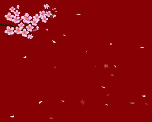 Watercolor sakura frame. Background with blossom cherry tree branches for new year 2019