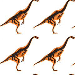 Dinosaurs and pterodactyl types of animals seamless pattern isolated on white background vector.