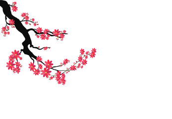 Watercolor sakura frame. Background with blossom cherry tree branches for new year 2019