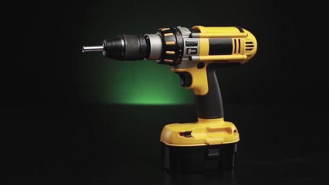 video wiring power tool drill on black background