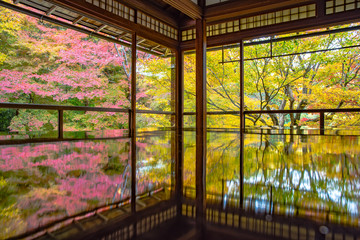 Autumn Japanese garden of Rurikoin temple, Kyoto, Japan