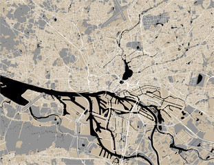 vector map of the city of Hamburg, Free and Hanseatic City of Hamburg, Germany
