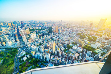 skyline aerial view in Tokyo, Japan