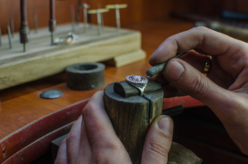 Fototapeta premium Desktop for craft jewellery making with professional tools.