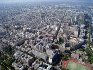 aerial view of paris from eiffel tower