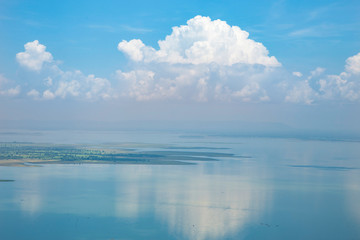 Naklejka na ściany i meble Landscape High Angle Landscape Lake High Mountain Blue Sky in thailand.