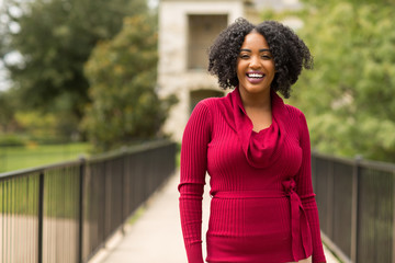 Beautiful Confident African American Woman Smiling Outside