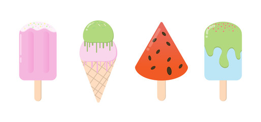 cartoon ice cream sweet isolated