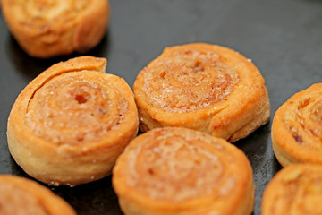 baking in the oven, blushing tasty cookies on the tray