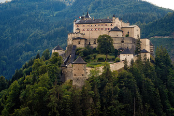 Hohenwerfen castle and fortress above the Salzach valley at Werfen on Austria