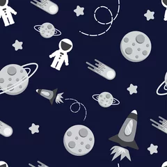Cercles muraux Cosmos dessin animé enfant fusée galaxie modèle sans couture