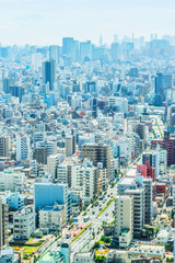 Plakat city urban skyline aerial view in koto district, japan