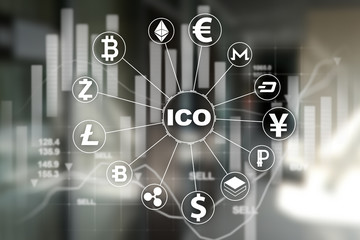 ICO - Initial Coin Offering. Cryptocurrency, FINTECH, Financial market and trading. Investment. Business and Technology concept.