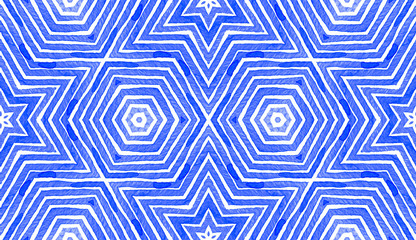 Blue Geometric Watercolor. Cute Seamless Pattern. 