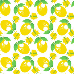Lemon pattern. decorative background with colorful summer yellow lemons.