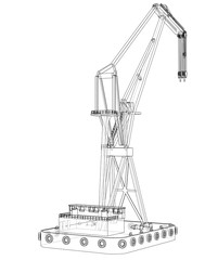 Floating crane. Vector