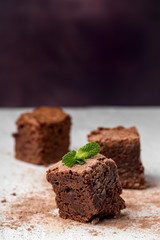 chocolate brownie with mint