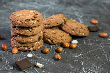 Delicious chocolate cookies with nuts