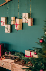 gift boxes decorated ribbons Christmas new year