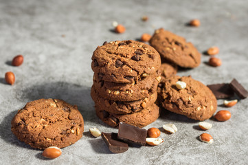 Delicious chocolate cookies with nuts