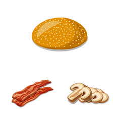 Vector design of burger and sandwich logo. Collection of burger and slice stock vector illustration.