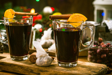 Festive warming mulled wine, Christmas food