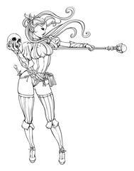 Slender sorceress with a staff