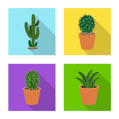 Geïsoleerd object van cactus en pot icoon. Set van cactus en cactussen aandelensymbool voor web.