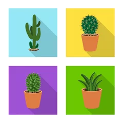 Deurstickers Cactus in pot Geïsoleerd object van cactus en pot icoon. Set van cactus en cactussen aandelensymbool voor web.