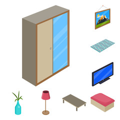 Vector illustration of bedroom and room symbol. Collection of bedroom and furniture stock vector illustration.