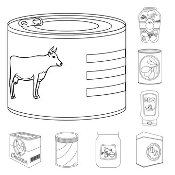 Isolated object of can and food icon. Set of can and package stock symbol for web.