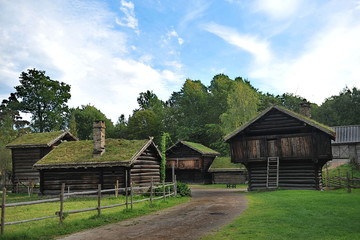 Fototapeta na wymiar Houses in the Norwegian village.