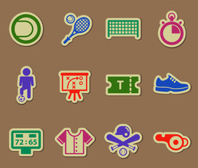 sport color vector icons on paper stickers