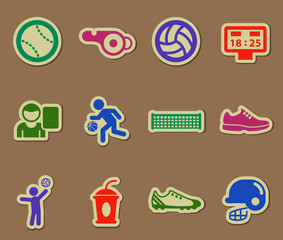 sport color vector icons on paper stickers