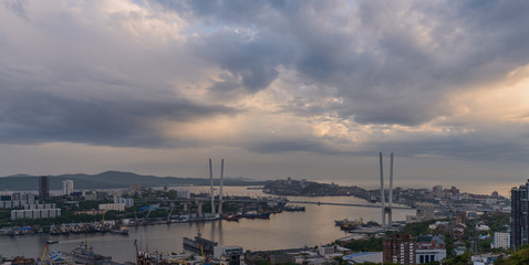 Fototapeta na wymiar Vladivostok cityscape, sunset view.