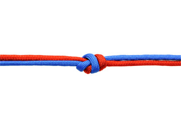 Knot on a cord on a white background .