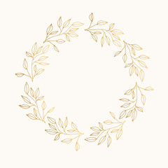 Gold foil laurel with leaves and branches