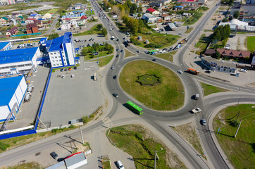 City road intersection from the air. Tyumen
