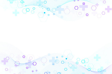 Scientific molecule background for medicine, science, technology, chemistry. Wallpaper or banner with a DNA molecules. Vector geometric dynamic illustration