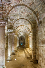 Interior with pillars in a crypt