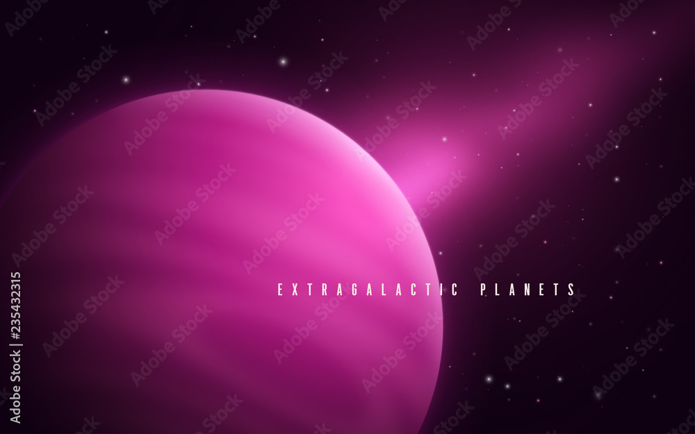 Wall mural deep space sci-fi abstract vector illustration with gas giant an