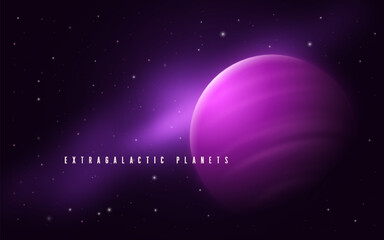 Deep space sci-fi abstract vector illustration with gas giant an © rikkyal