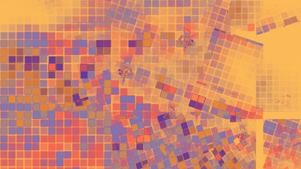 Patchwork-Hintergrund  - kleine Quadrate - Violett auf Orange 