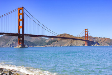 View over the Golden Gate Bridge in San Francisco, California