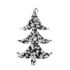 Vector illustration of Christmas tree with snowflakes.