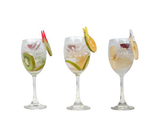 Refreshing gin tonic cocktail  on white background