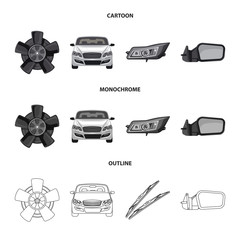 Vector illustration of auto and part logo. Collection of auto and car stock symbol for web.