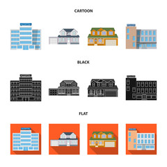 Obraz premium Isolated object of building and front sign. Collection of building and roof stock vector illustration.